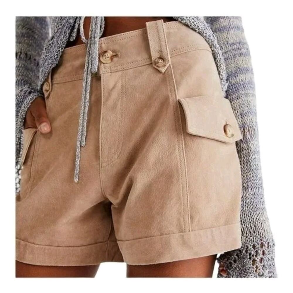 Blank NYC Bare it All Size 32 Suede Leather camel shorts NWT Women's